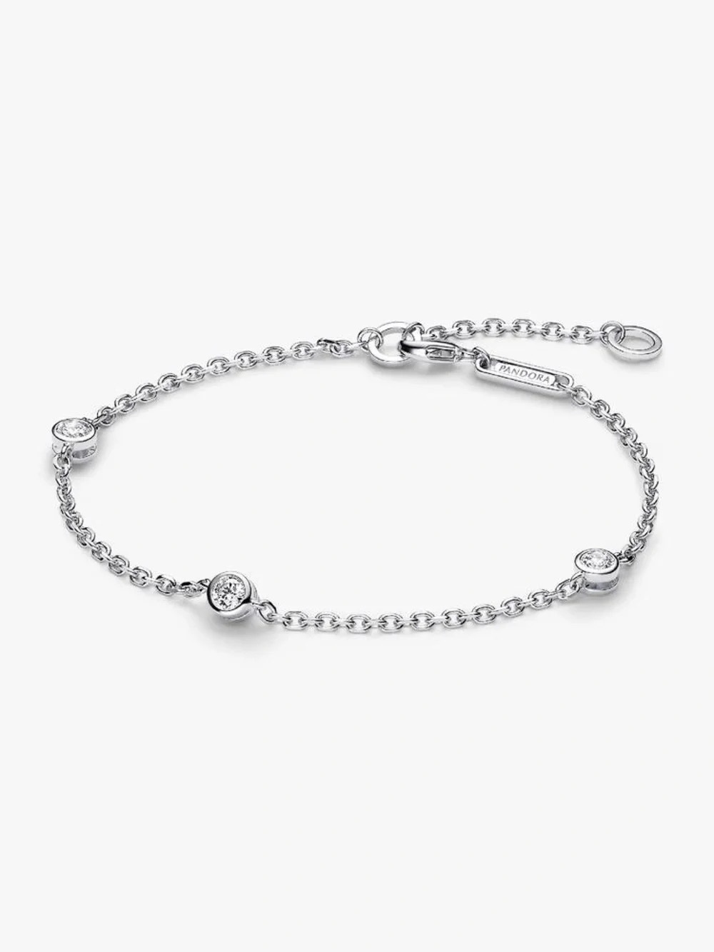 Pandora Silver Bracelet with Three CZ Stations - Silver